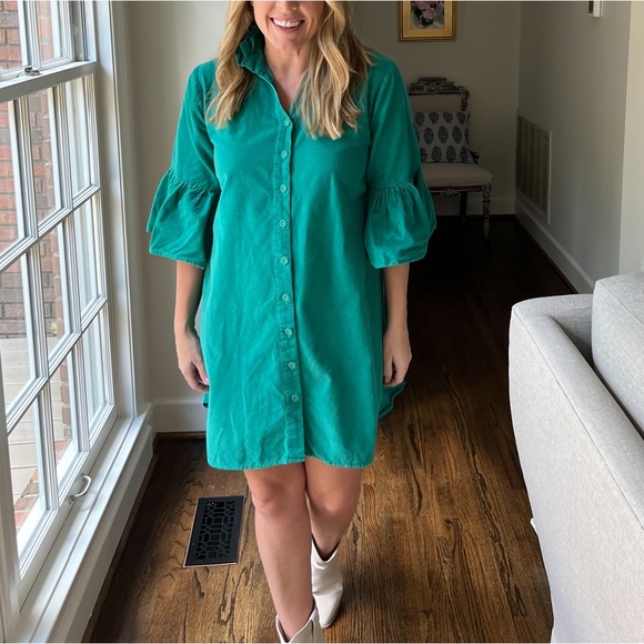 Holly Shae Emerald / Teal Corduroy Swing Dress - Picture 8 of 15